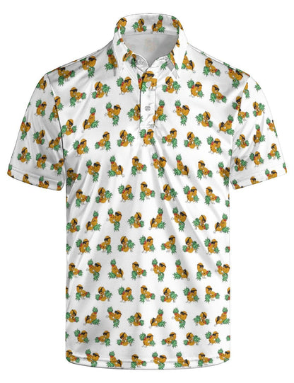 HOTGolf Polo Shirts for Men Funny Print Quick Dry Short Sleeve Performance Golf Shirts Moisture Wicking Polo Shirts