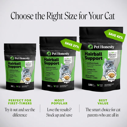 HOTCat Hairball Remedy Treats - Dual Texture Crunchy Creamy Hairball Treatment for Cats, Furball Relief Control Supplement with Fiber, Fish Oil for Indoor Cats Skin Coat Digestion (30-Day Supply)