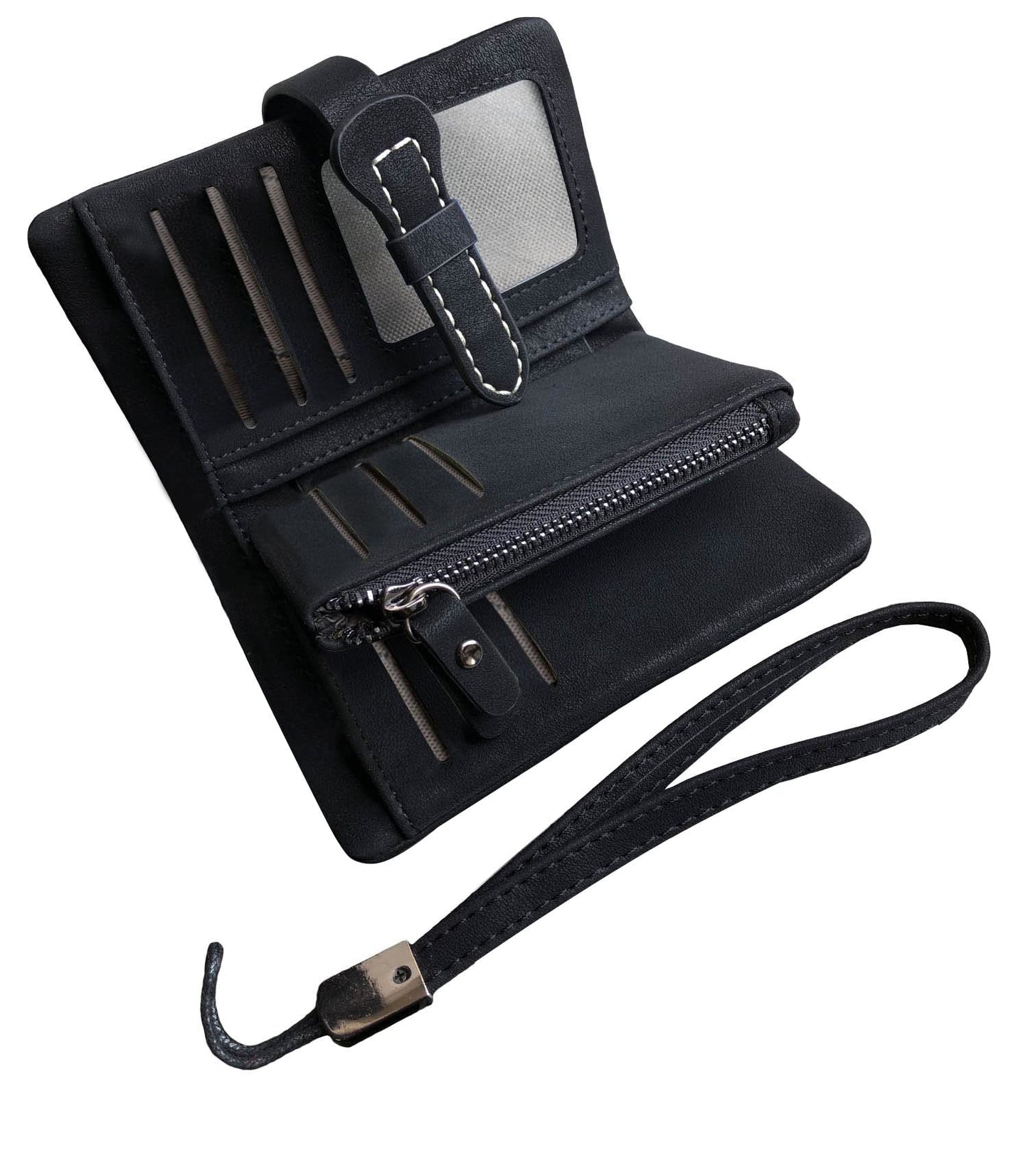 HOTAOXONEL Women's Small Bifold Leather wallet Rfid blocking Ladies Wristlet with Card holder id window Coin Purse