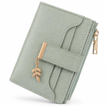 HOTGOIACII Small Wallets for Women RFID Blocking Card Holder Wallet Blue | Bifold Card Wallet, Leather Small Purse, Vegan Leather, Zipper Coin Pocket, Cute Women's Wallet