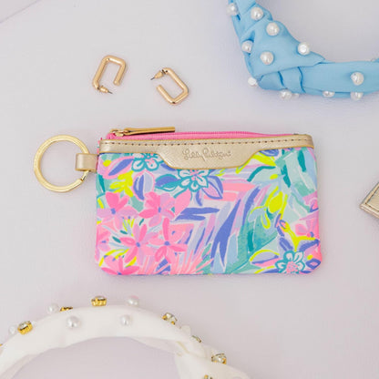 HOTLilly Pulitzer Zip Card Case ID Wallet, It Was All A Dream | Cute, Colorful, Keychain Coin Purse Wallet with Zipper Close, Key Ring, and ID Window