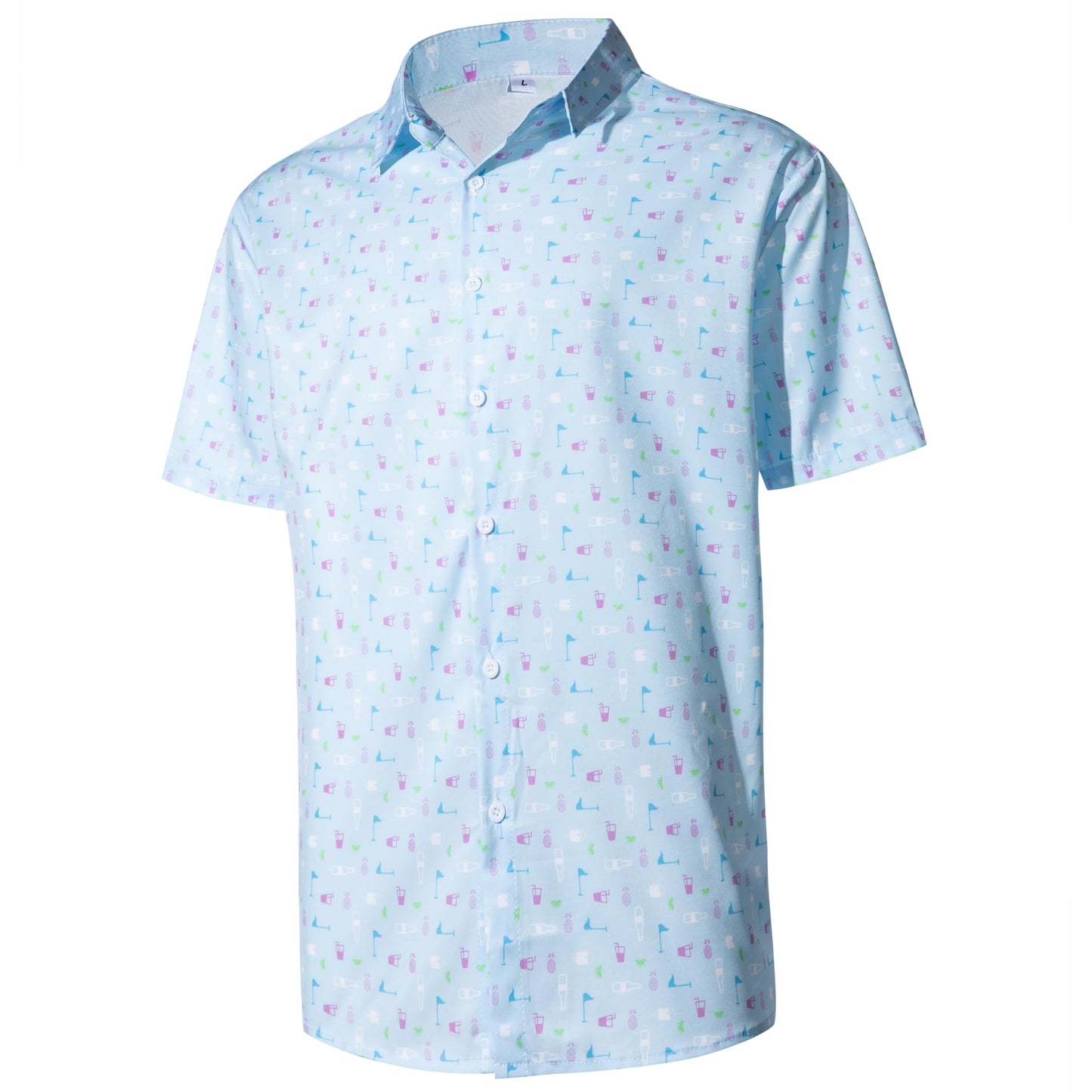 HOTMen's Casual Button Down Shirts Regular Fit Short Sleeve Hawaiian Shirt for Men