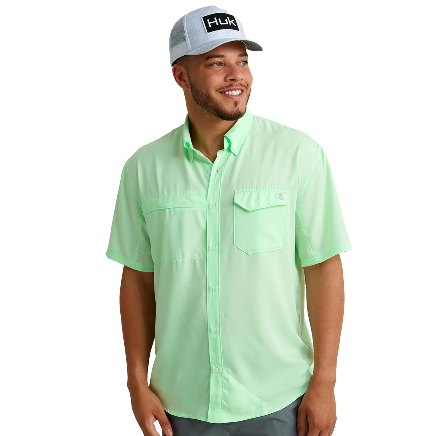 HOTHUK Men's Tide Point Kc Scott Original Artwork Short Sleeve Shirt, Fishing Button Down