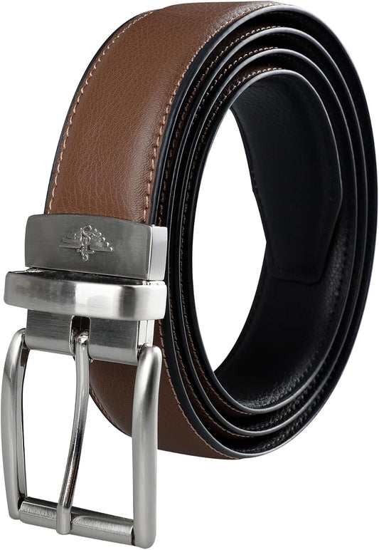 HOTDOCKERS Men's Two-in-one Reversible Rotative Buckle Everyday Casual Dress Belt (Regular and Big & Tall Sizing)