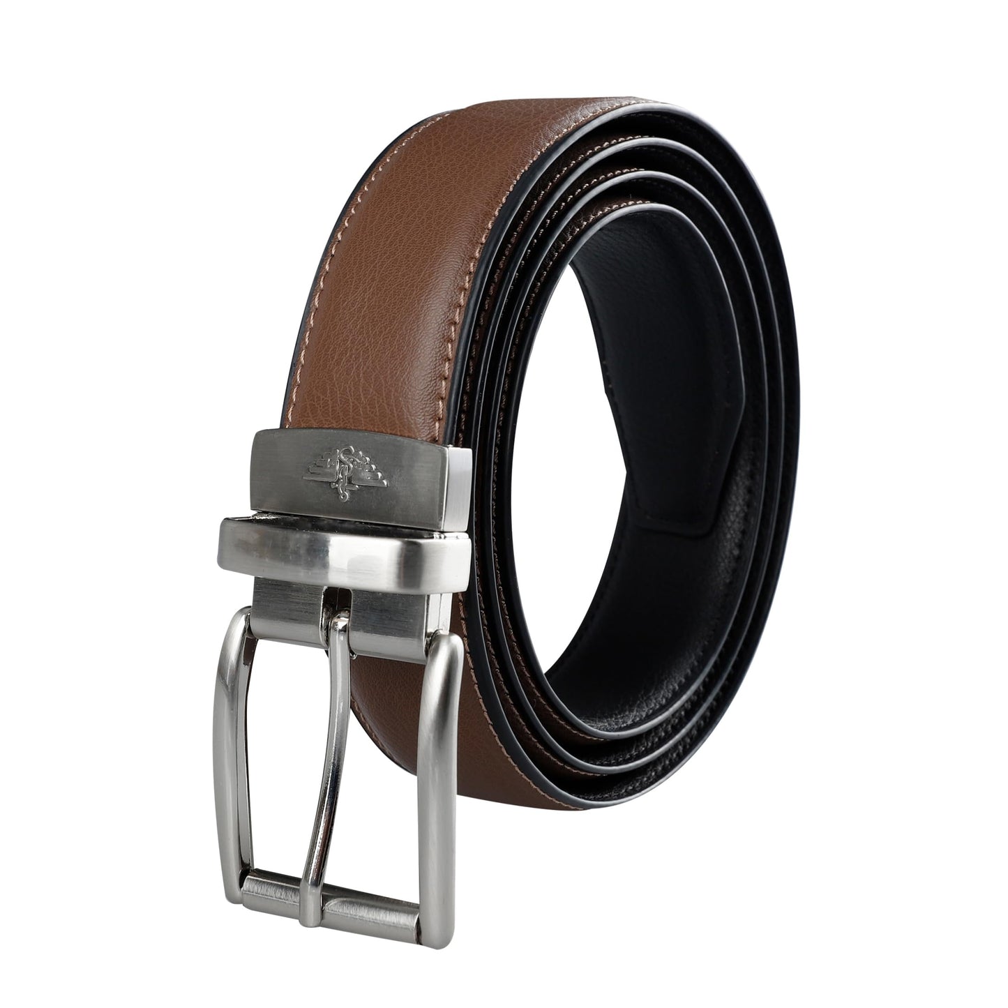 HOTDOCKERS Men's Two-in-one Reversible Rotative Buckle Everyday Casual Dress Belt (Regular and Big & Tall Sizing)