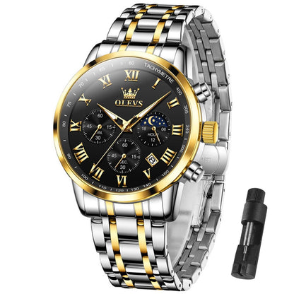 HOTOLEVS Men Multifunction Watch, Multi Dial Waterproof Luminous Chronograph Men's Watch with Date Gift for Men,Stainless Steel Watches for Men,Classic Men Wrist Watch
