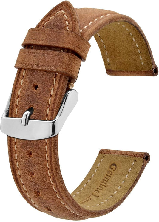 HOTBISONSTRAP Watch Strap, Vintage Leather Replacement Bracelet, Band Width-14mm 15mm 16mm 17mm 18mm 19mm 20mm 21mm 22mm 23mm 24mm
