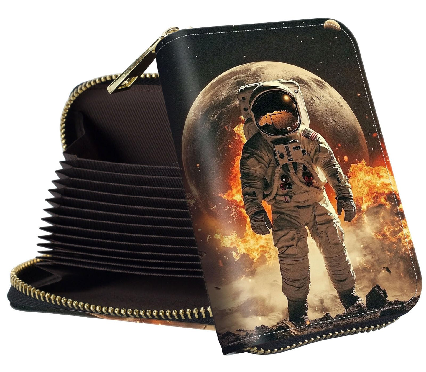 HOTWomens Card Wallet with Zipper, RFID Blocking Small Credit Card Holder Case, PU Leather Accordion Card Wallet for Women, Compact Travel ID & Cash Organizer, Camouflage With Oak