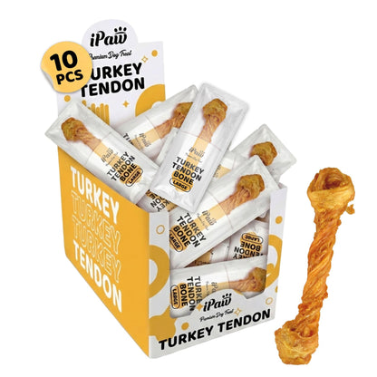 HOTiPaw Turkey Tendon for Dogs, All Natural Human Grade Puppy Chew, Strips | Single Protein, Hypoallergenic, Grain free, Rawhide Alternative Dog Treats, US-Sourced Turkey