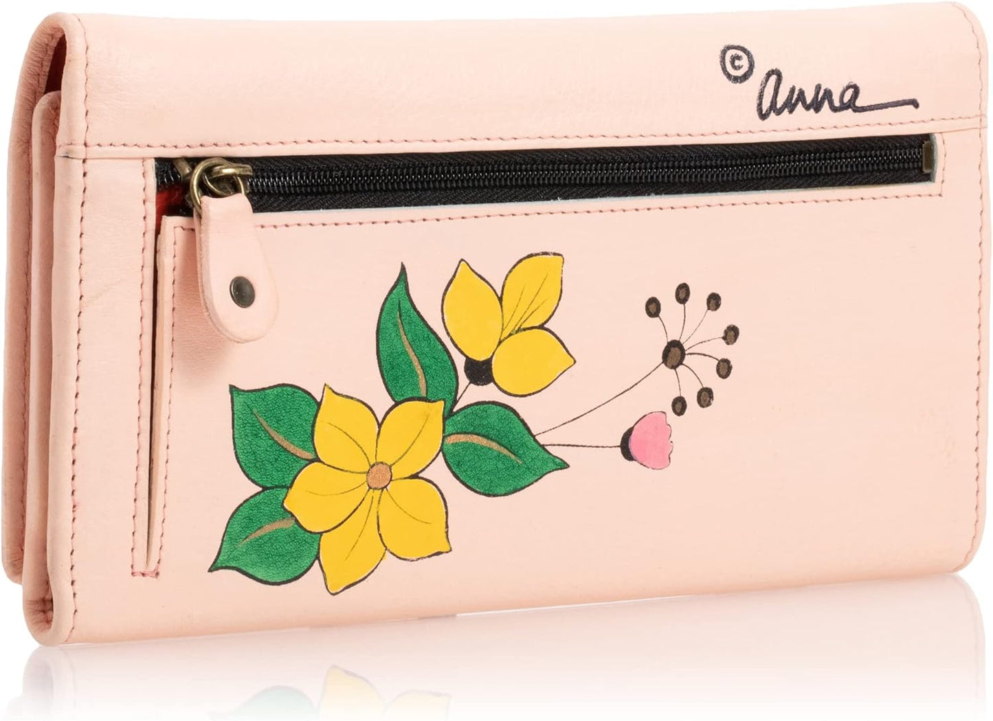 HOTAnna by Anuschka Women's Hand Painted Genuine Leather Multi Pocket Wallet