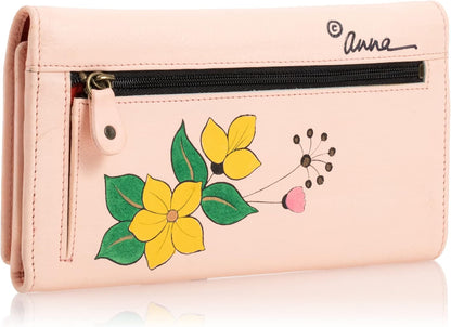 HOTAnna by Anuschka Women's Hand Painted Genuine Leather Multi Pocket Wallet