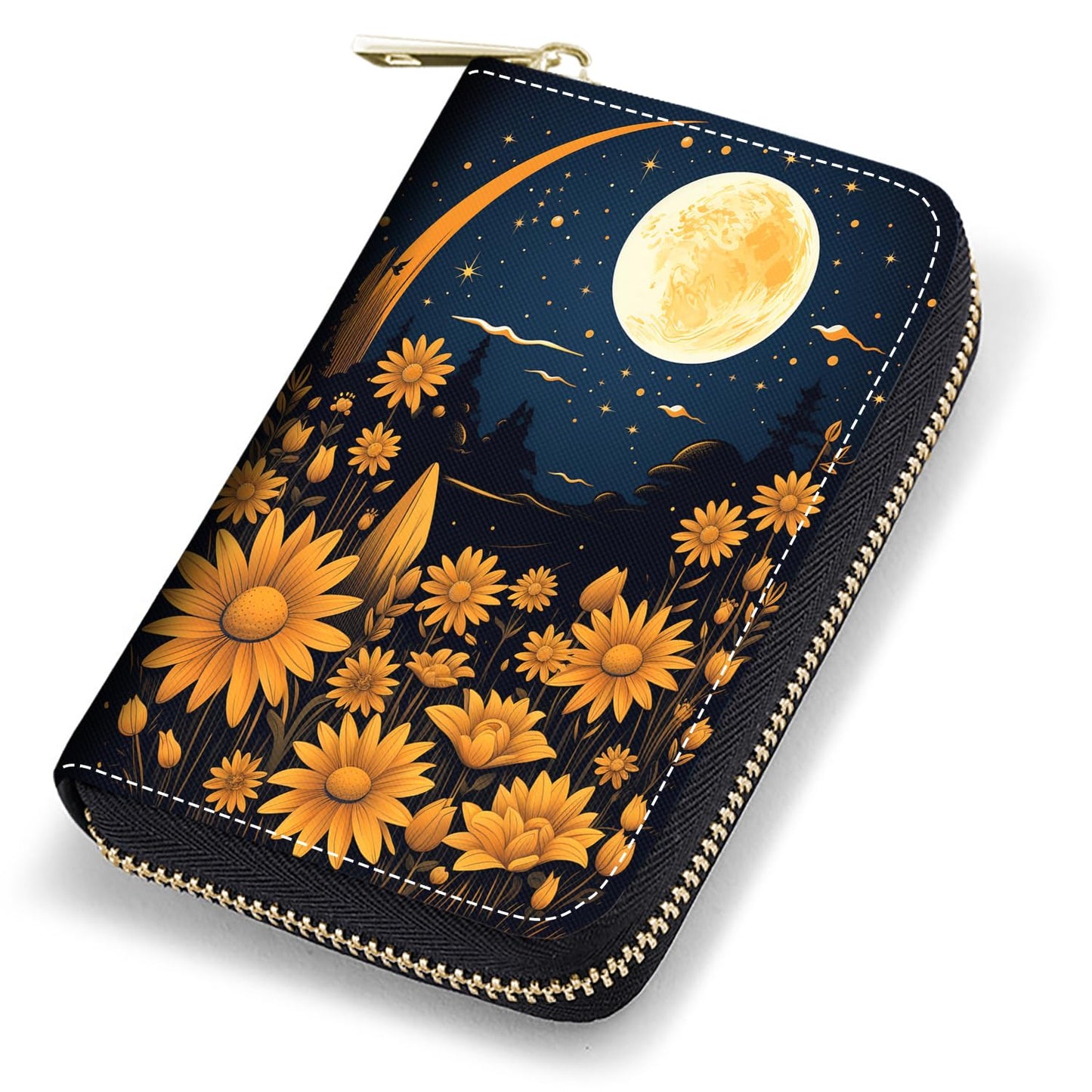 HOTCredit Card Holder Wallets for Women, RFID Blocking Small Leather Card Case Wallet with Zipper Accordion Wallets, Floral Quote Bible Verse Psalm 46:10