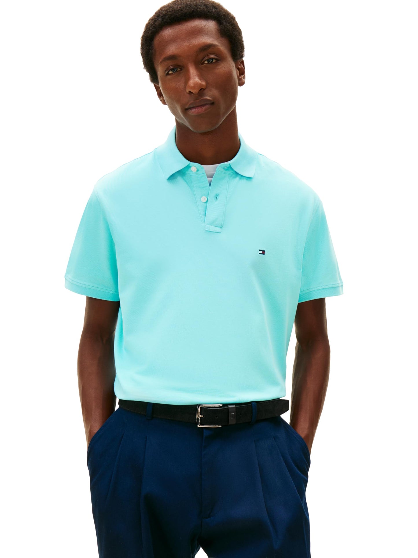 HOTTommy Hilfiger Men's Short Sleeve Polo Shirts in Classic Fit with Stretch and Organic Pique Cotton