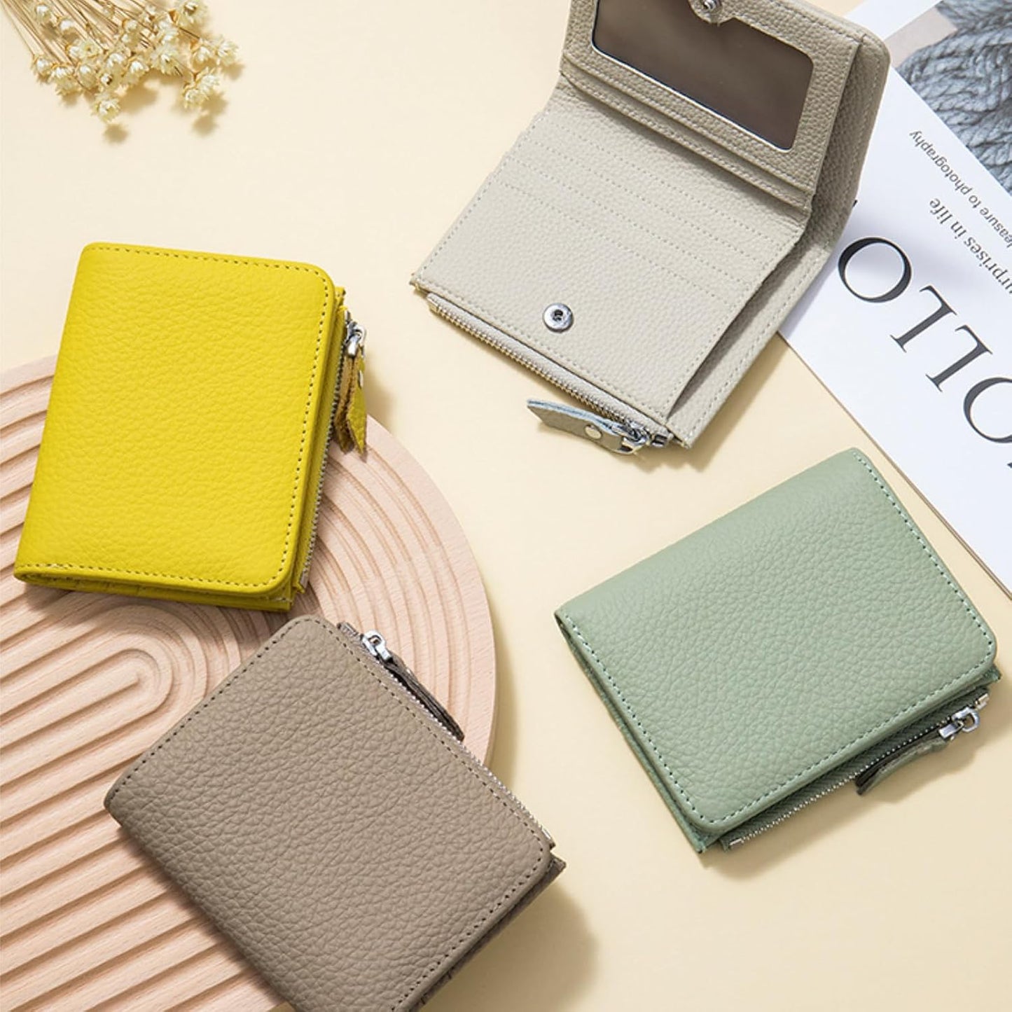 HOTGenuine Leather Womens RFID Blocking Bifold Wallet Zipper Pocket ID Window | Multi Card Slots for Credit Cards, Separate Cash & Coin Zipper Pocket, Anti-theft RFID Shielding Purse for Women
