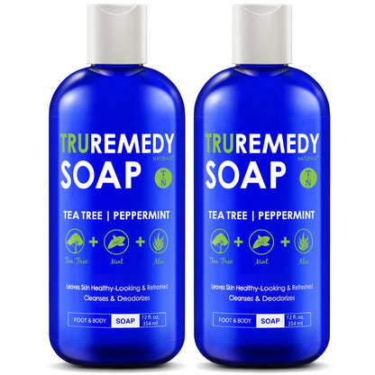 HOTTruremedy Naturals 12 oz Tea Tree Oil Body Wash - Invigorating Tea Tree Soap with Peppermint, Aloe, Eucalyptus, Coconut and Olive Oil - Refreshing Body Wash for Men and Women - Shower Gel Cleanser