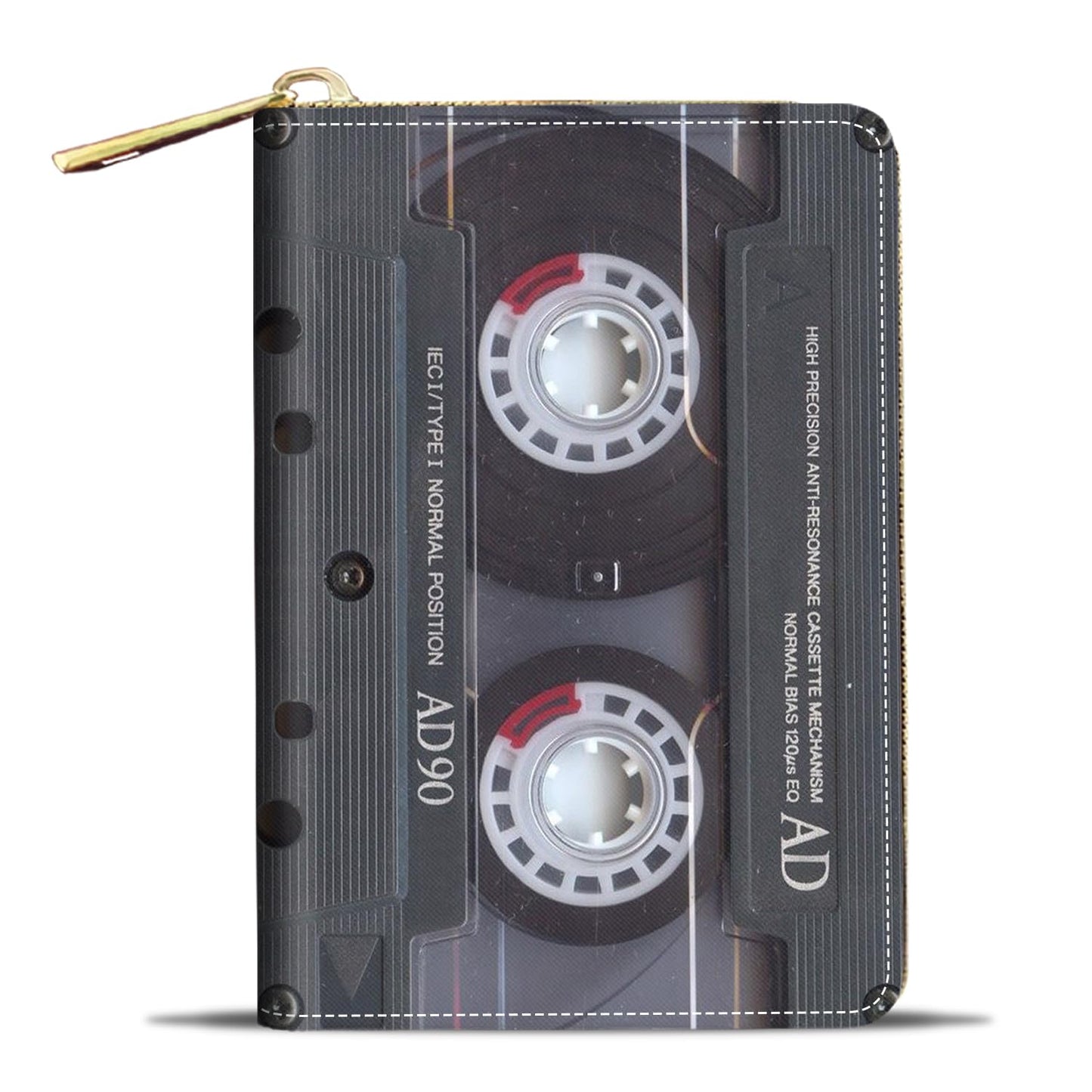 HOTCredit Card Holder Wallets for Women, Small RFID Wallet Slim Leather Card Organizer Case with Zipper, Retro Music Cassette
