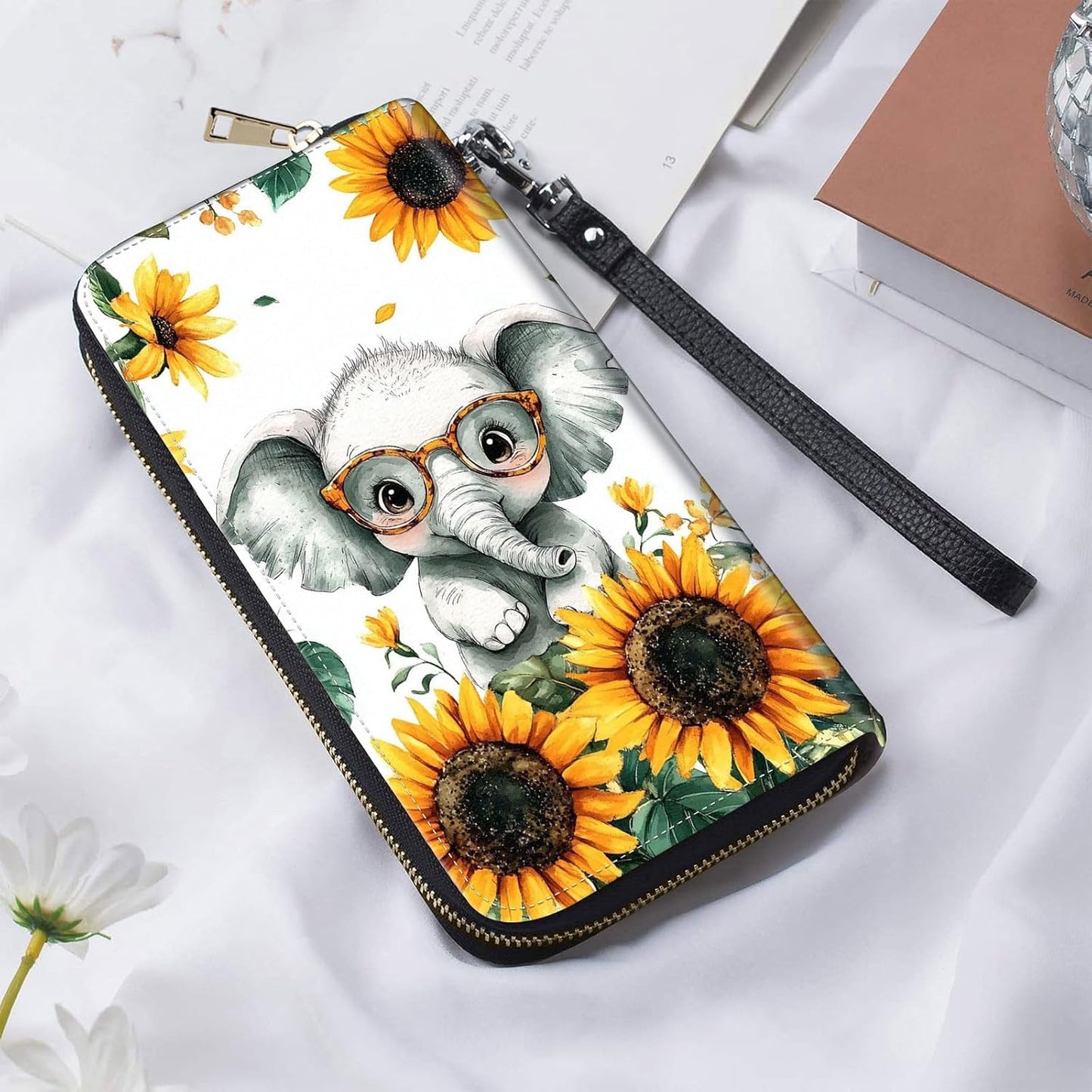 HOTCute Wallets for Women Girls, Large Capacity PU Leather RFID Blocking Clutch Purse with Wristlet