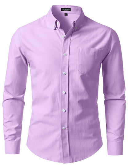 HOTLucMatton Men's Lightweight Oxford Long Sleeve Button Down Shirt Business Casual Slim fit Dress Shirts with Pocket