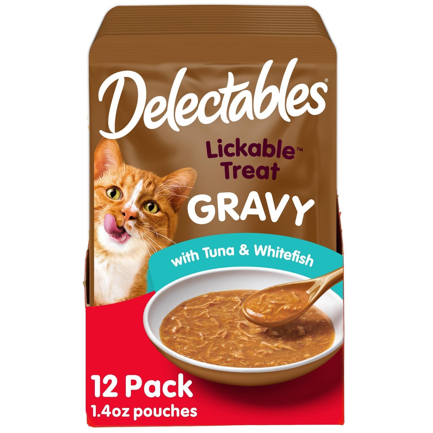 HOTDelectables Lickable Treat Gravy Wet Cat Treat Variety Pack, Food Topper, Hydrating, Grain-Free, No Fillers, By-Products, Added Preservatives, 1.4oz Pouch, 12ct