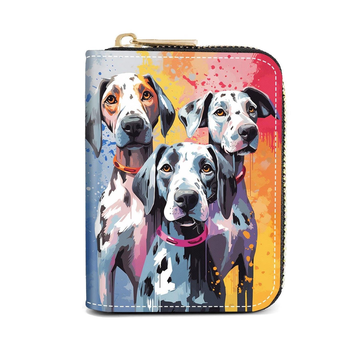 HOTCredit Card Holder Wallets for Women, Slim Leather Card Holder Wallet, Credit Card Wallet Organizer, Pocket Business Card Case with Zipper, Elephants and Flowers Under the Moon