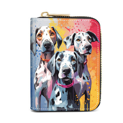 HOTCredit Card Holder Wallets for Women, Slim Leather Card Holder Wallet, Credit Card Wallet Organizer, Pocket Business Card Case with Zipper, Elephants and Flowers Under the Moon