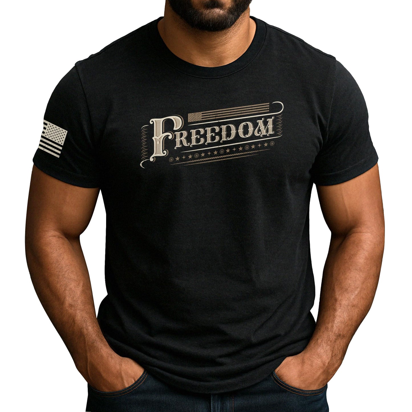 HOTAmerican Freedom Shirts for Men, Patriotic Shirts for Men | Patriotic shirt featuring freedom-themed graphics and American flag-inspired details with a bold heritage design