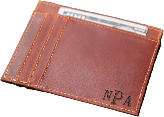 HOTSlim Leather Wallet Personalized With ID Window The Ocala by Left Coast Original