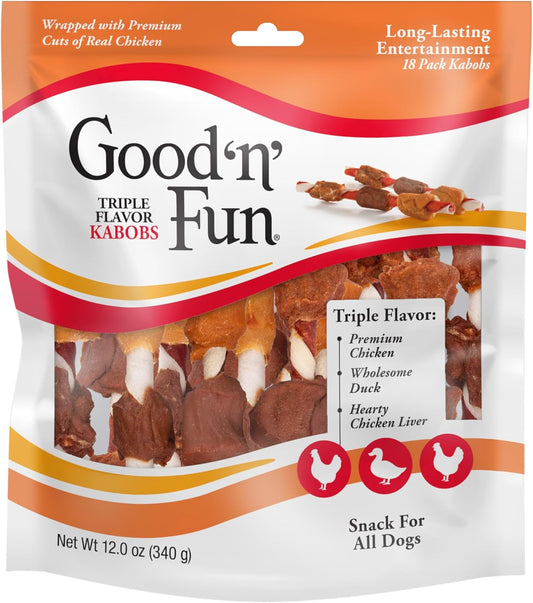 HOTGood 'n' Fun Kabobs Long-Lasting Dog Treat, With Real Proteins, Beef Hide and Premium Chicken, Supports Dental Health, Mental Stimulation, 18 count