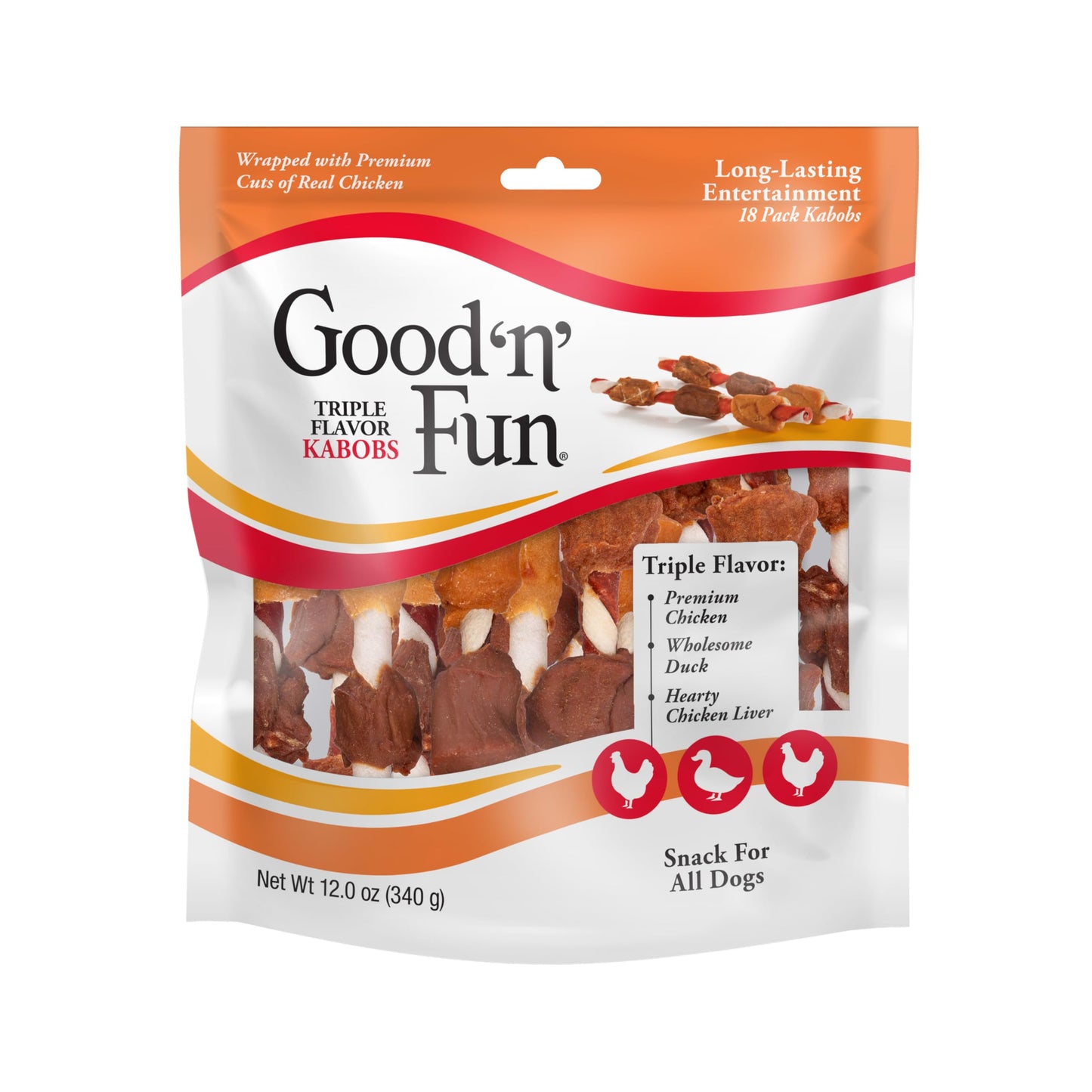 HOTGood 'n' Fun Kabobs Long-Lasting Dog Treat, With Real Proteins, Beef Hide and Premium Chicken, Supports Dental Health, Mental Stimulation, 18 count