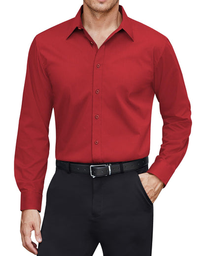 HOTJ.VER Men's Dress Shirts Stretch Stain Shield Long Sleeve Solid Formal Shirt Business Casual Button Down Shirts
