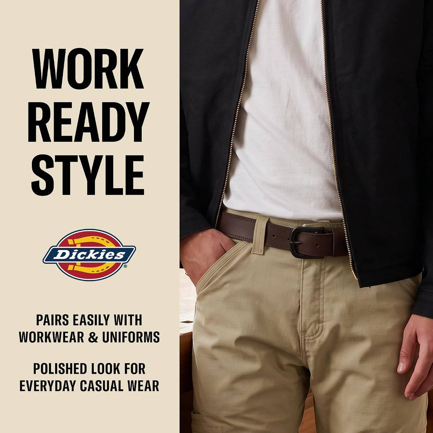 HOTDickies Men's Genuine Leather Work Casual Belt