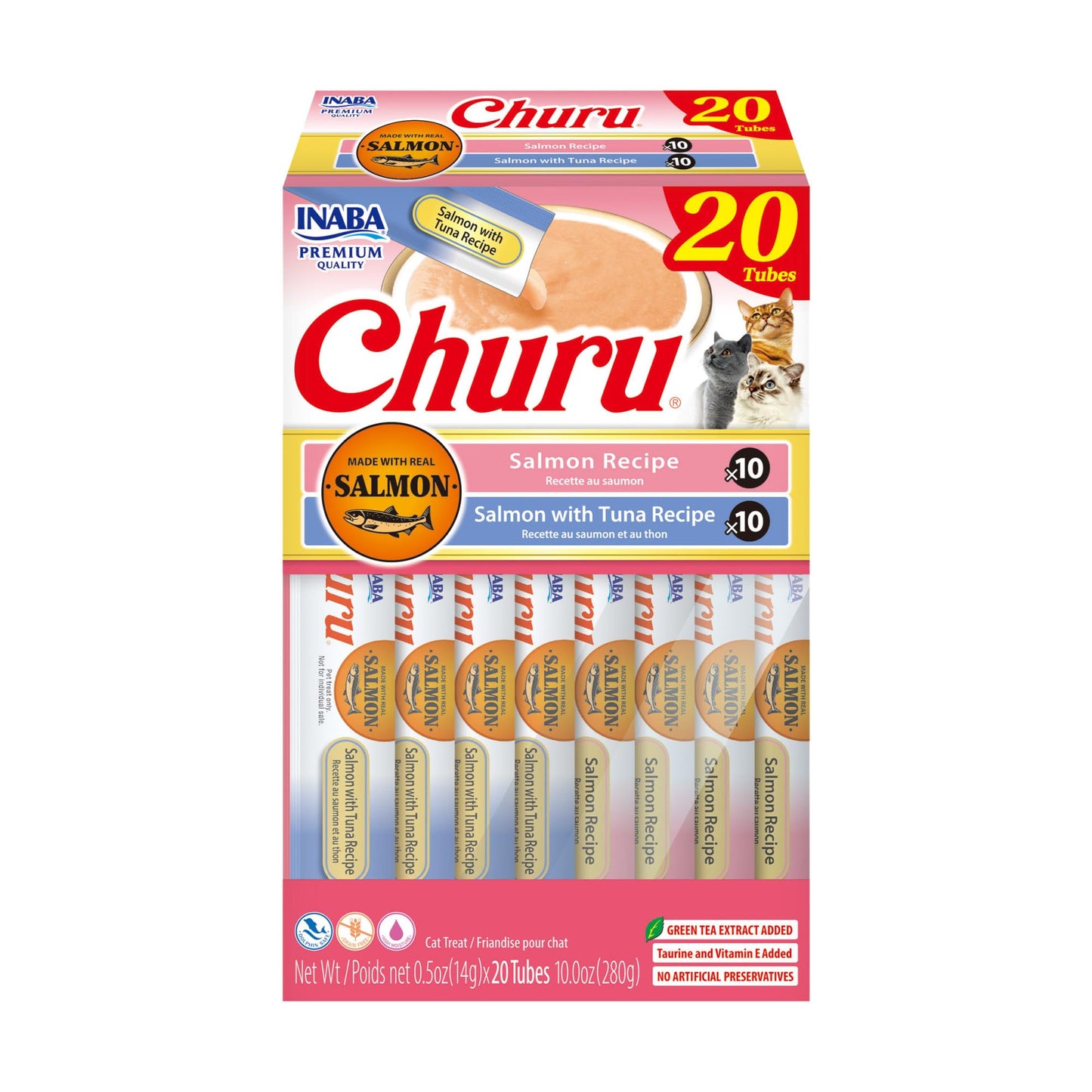 HOTINABA Churu Cat Treats, Lickable, Squeezable Creamy Purée Cat Treat with Green Tea Extract & Taurine, 0.5 Ounces Each Tube, 60 Tubes, Chicken Variety Box