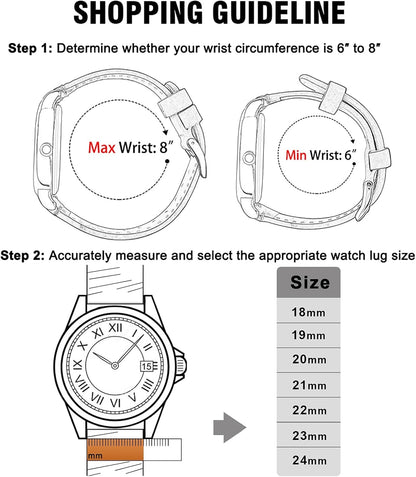 HOTRitche Christmas Gift Quick Release Leather Watch Band Leather Watch Strap 18mm 19mm 20mm 21mm 22mm 23mm or 24mm for Men and Women, White Elephant Gifts, Stocking Stuffers For Men