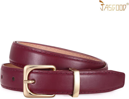 HOTJASGOOD Women Leather Belt Fashion Ladies Leather Waist Belt for Pants Jeans Dress with Gold Buckle