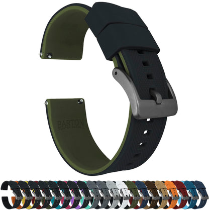 HOTBARTON Elite Silicone Watch Bands - Quick Release - Choose Strap Color & Buckle Color (Stainless Steel, Black PVD or Gunmetal Grey) - 18mm, 20mm, 22mm & 24mm Watch Straps