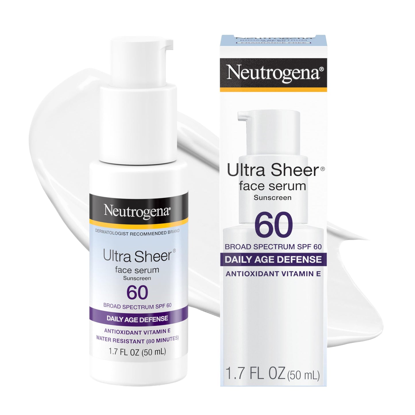 HOTNeutrogena, Ultra Sheer Face Sunscreen with Vitamin E and SPF 60, Sunscreen for Face with Broad Spectrum Uva/Uvb Protection, Fragrance-Free, Oxybenzone-Free, Water-Resistant (80 minutes), 50.3 mL