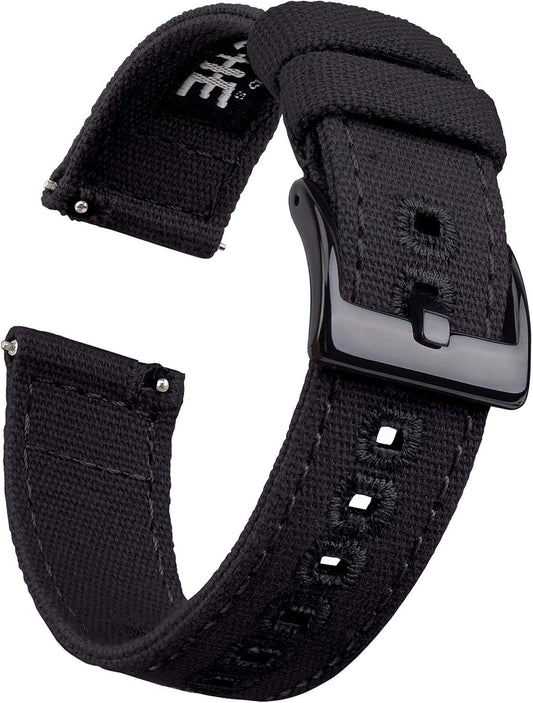 HOTRitche Christmas Gift Canvas Vintage Quick Release Watch Band 18mm 20mm 22mm 24mm Replacement Watch Straps for Men Women, White Elephant Gifts, Stocking Stuffers for Men, Father's Day gifts
