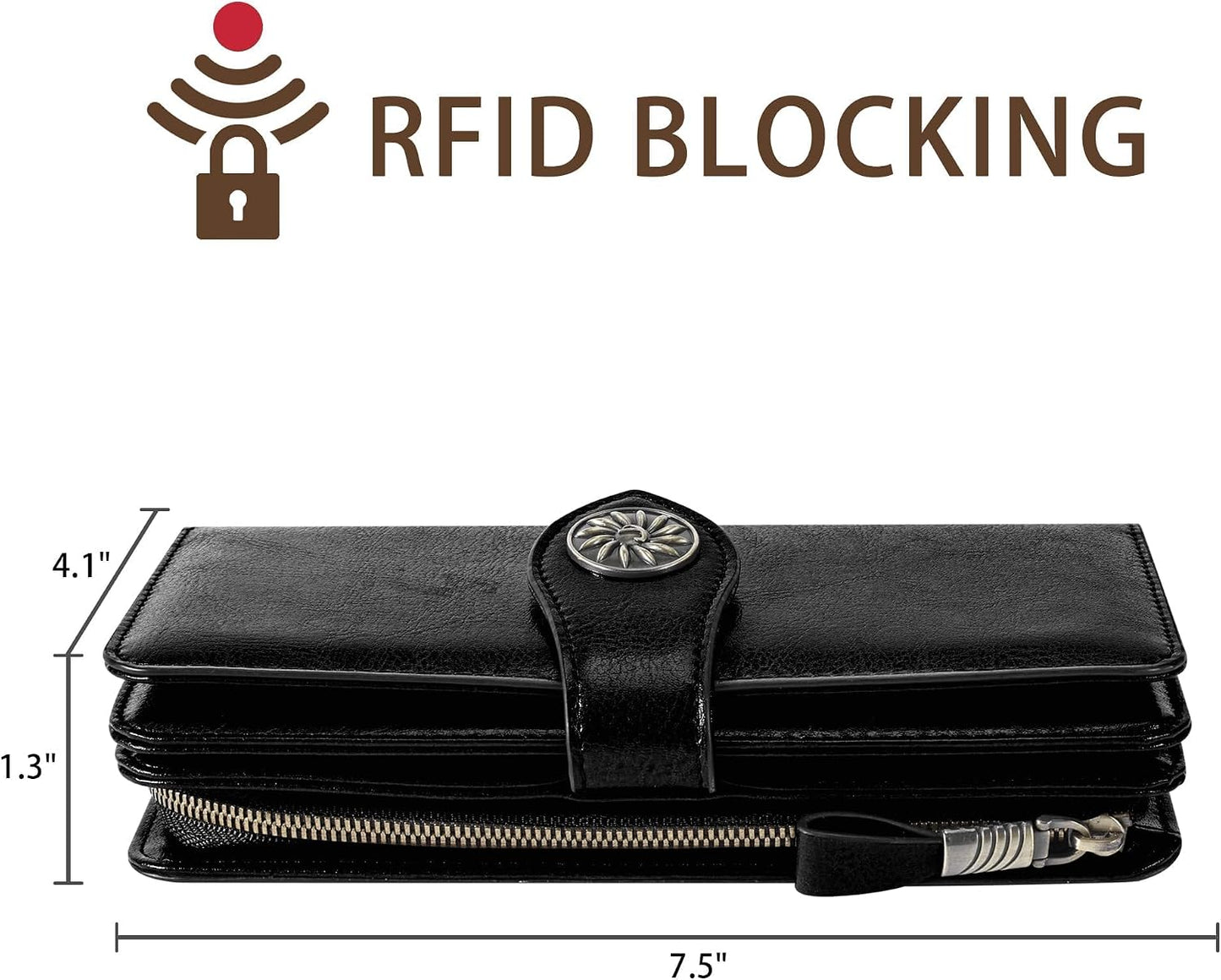 HOTTravelambo Women's Wallet RFID Blocking Credit Card Holder Large Capacity Wristlet Leather Wallets Purse