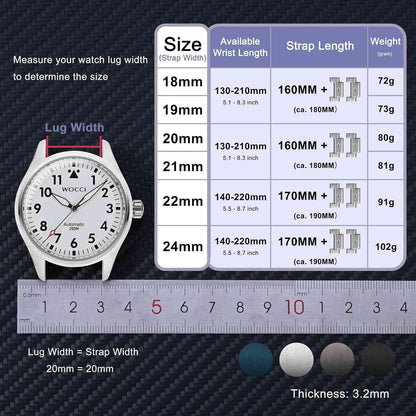 HOTWOCCI 20mm Heavy-duty Metal Watch Band for Men, 316L Stainless Steel, Double Locking Deployant Clasp (Silver)
