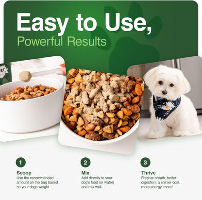 HOTHuman-Grade Superfood For Dogs, Premium Greens Powder Supplement For Dental Health, Longevity, Hip & Joint, Gut Health, Allergies, Immune Support, Skin & Coat - 3.5 oz Nutrient Dense Formula