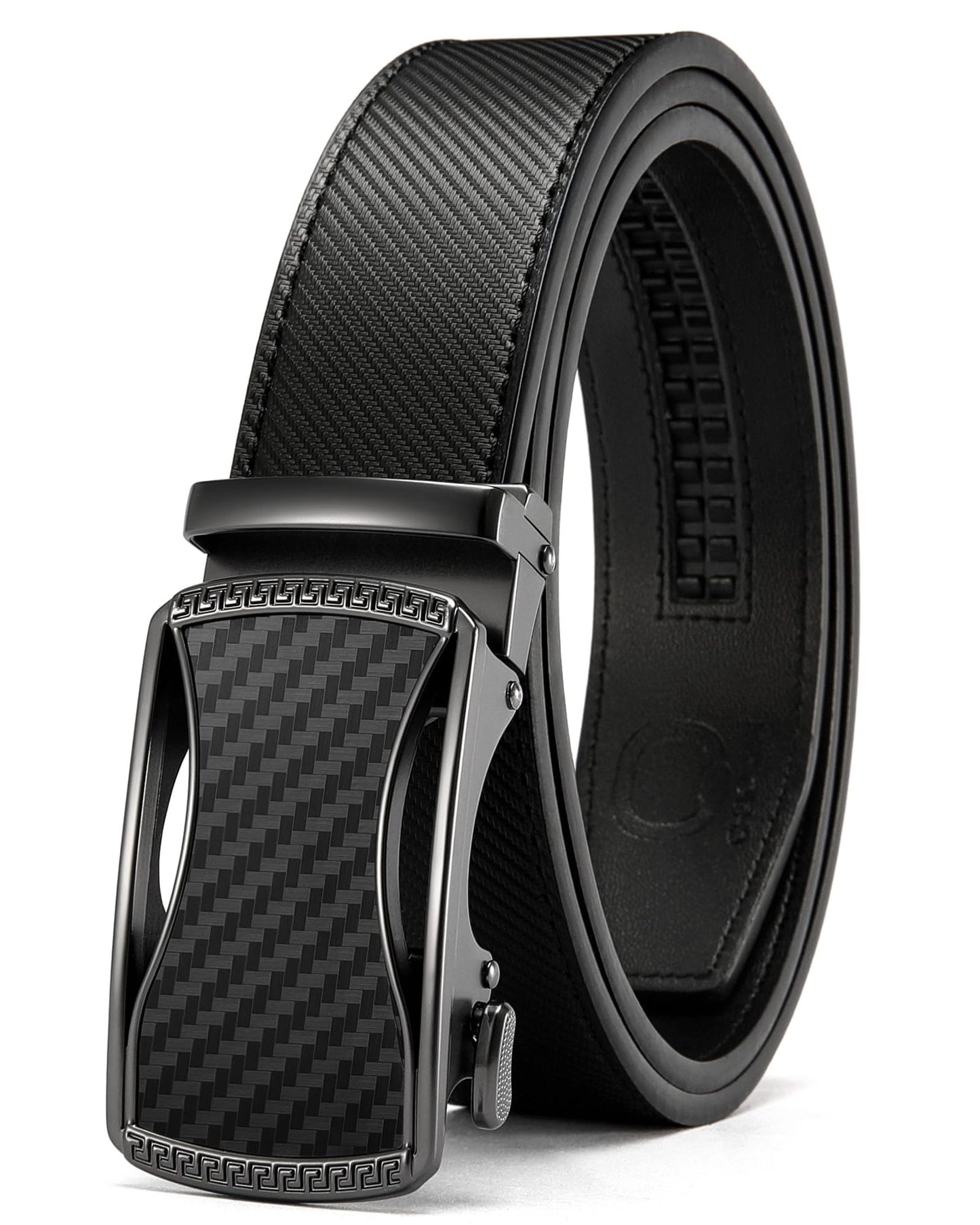 HOTCHAOREN Mens Belt Leather Ratchet Belt - Customizable Fit, Effortless Style (35mm)