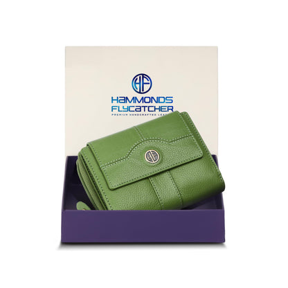 HOTHAMMONDS FLYCATCHER Wallet for Women - Genuine Leather Ladies Wallet - 14 Card Slots - RFID Protection - 3 ID Card Slots -RFID Wallet women -Daily Use, Women Money Purse - Blazing Brown