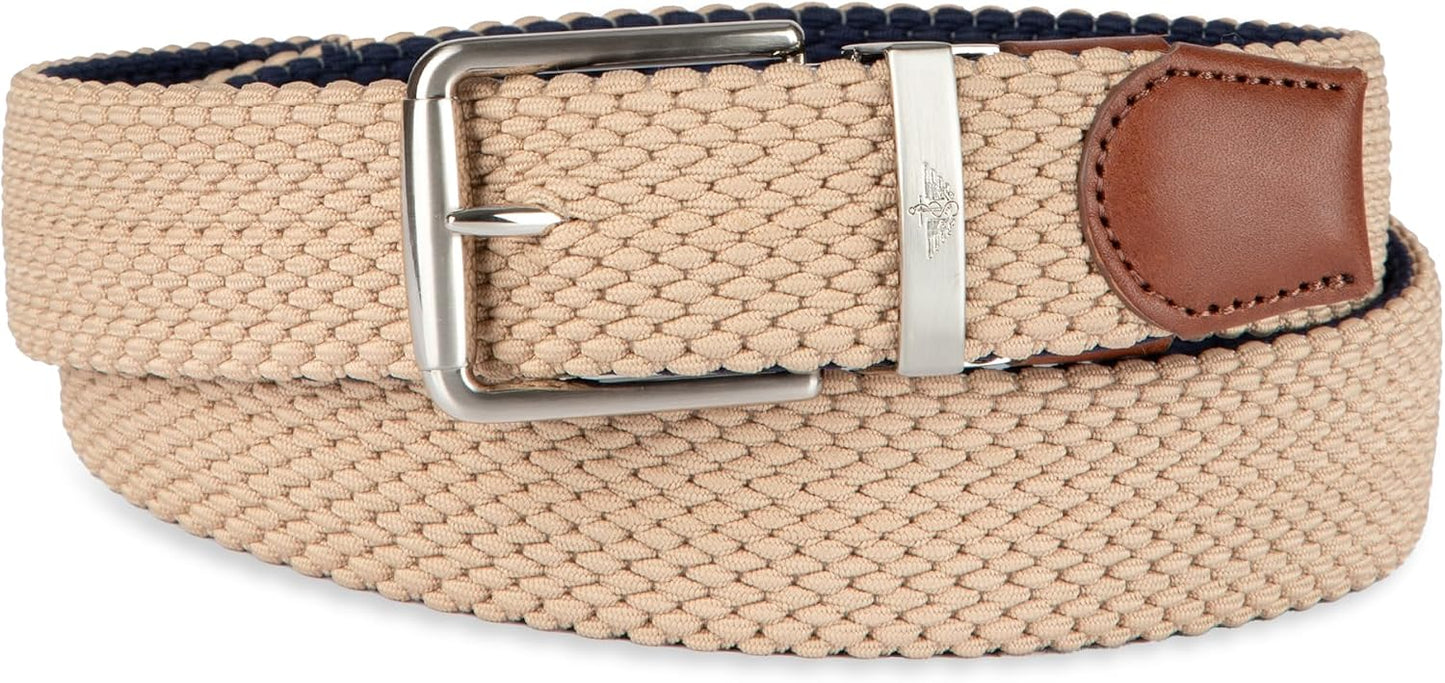 HOTDOCKERS Men's Reversible Stretch Fabric Braid Belt - Summer Belt, Golf Belt, Nautical