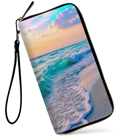 HOTWomens Wallet, Large Capacity RFID Blocking PU Leather Wristlet Wallets for Women Ladies Men Credit Card Holder Zipper Wallet Phone Holder Clutch Travel Purse, Art Moon Starry Night