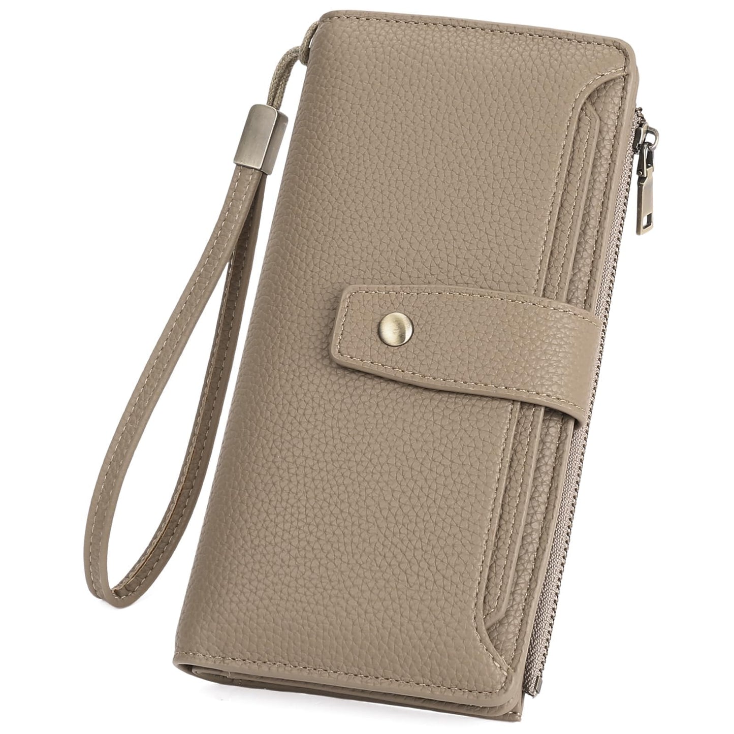 HOTGAEKEAO Womens Wallet RFID Blocking Large Capacity Vegan Leather Card Holder Wristlet Clutch with 32 Card Slots 4 ID Windows