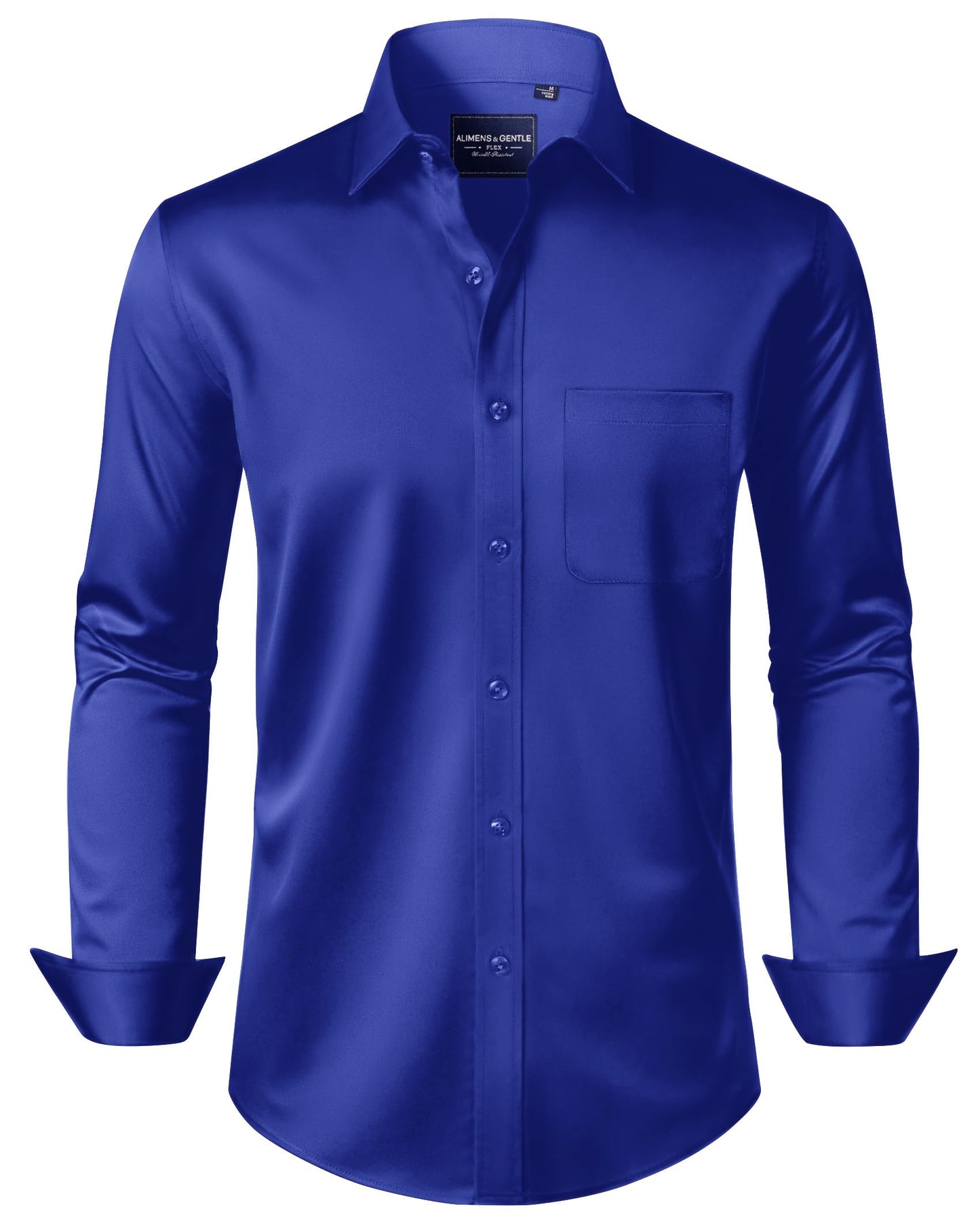 HOTAlimens & Gentle Men's Dress Shirts Long Sleeve Wrinkle-Free Stretch Shirts Solid Formal Button Down Shirt with Pocket