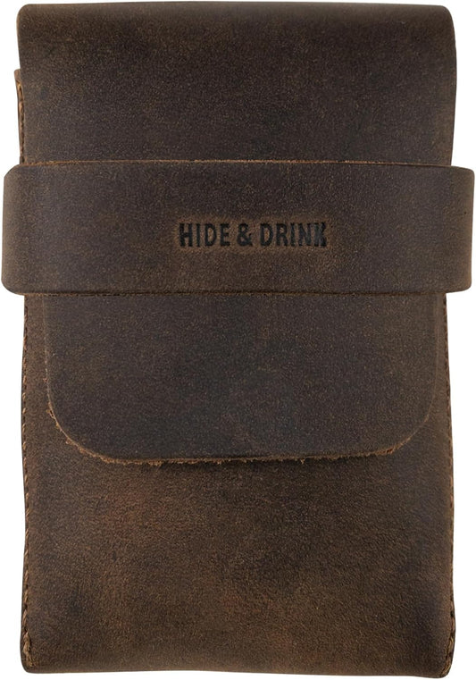 HOTHide & Drink, Classic Case for Playing Cards (Not Included) Secure Storage, Playing Deck Holder, Travel Accessory, Full Grain Leather, Handmade, Bourbon Brown