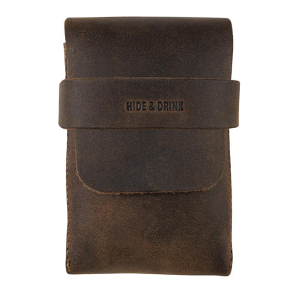 HOTHide & Drink, Classic Case for Playing Cards (Not Included) Secure Storage, Playing Deck Holder, Travel Accessory, Full Grain Leather, Handmade, Bourbon Brown