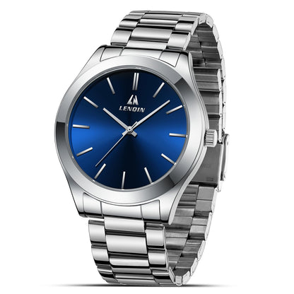 HOTLN LENQIN Mens Watches Waterproof Stainless Steel Watch for Men Analog Quartz Fashion Business Designer Wristwatch