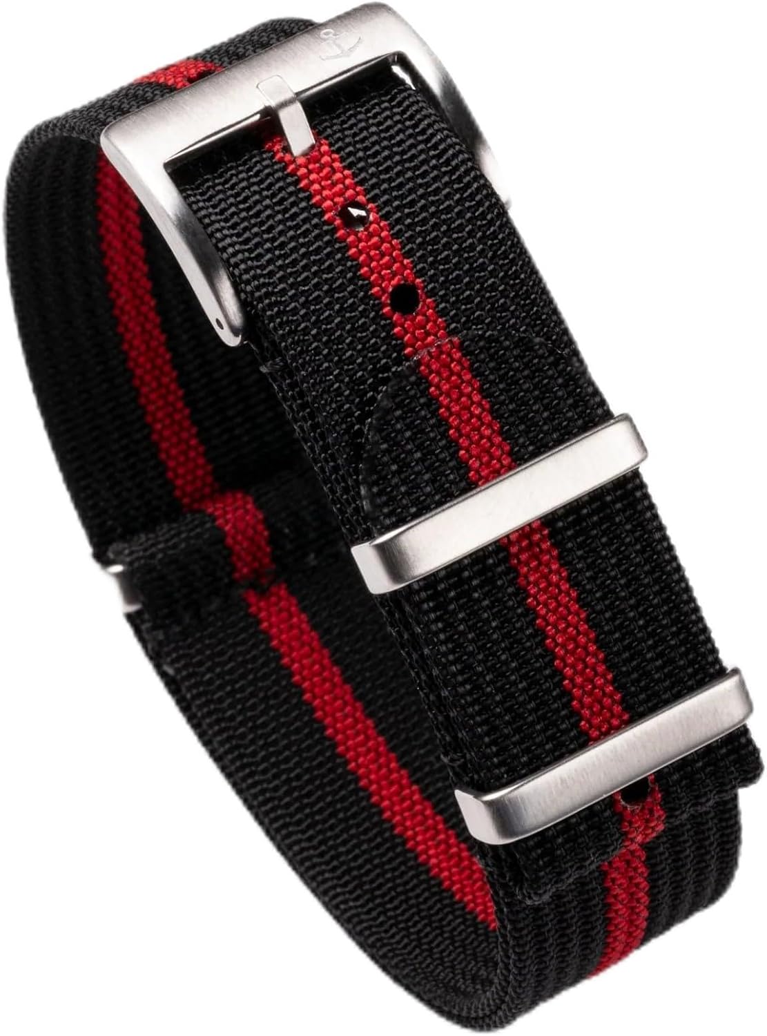 HOTAnchor Strap Co | Ribbed Nylon Watch Strap | Ridge Weave Quick-Dry Band | Brushed Stainless Steel Buckle | Floating Keeper | Heat-Sealed Notches | 5.75–8.5in Wrists